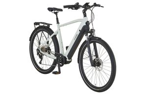 Prophete Entdecker 5.0 Herren Trekking E-Bike 28" – AEG 250W Mittelmotor, 220 km Reichweite, Shimano Deore 10-Gang, Hydraulische Scheibenbremsen, Integrierter Li-Ion Akku, Grau/Schwarz