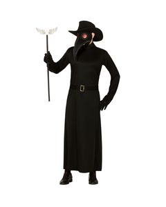 Pest Arzt Kostüm für Herren mit Schnabelmaske und Hut zu Halloween