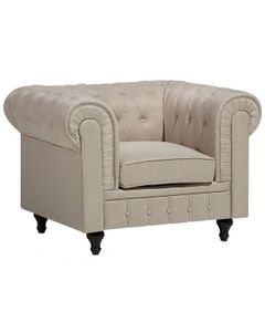 BELIANI Sessel Beige Polsterbezug Eukalyptus XXL Size Chesterfield-Stil Wohnzimmer