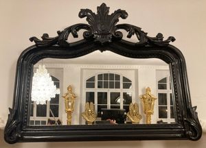 Casa Padrino Barock Spiegel Schwarz - Prunkvoller Wandspiegel mit eleganten Verzierungen - Handgefertigter Barock Garderoben Spiegel - Barockstil Wandspiegel - Barock Möbel - Edel & Prunkvoll