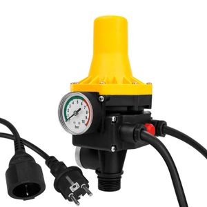 Fiqops Pumpensteuerung Druckschalter Tiefbrunnen Pumpenschalter Hauswasserwerk Automatik IP65 1.5bar.-6bar gelb mit Kabel