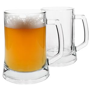 2x 500ml Glas Bierkrüge - Groß Pint Halbliter Birthday Trinken Krug Cup Stein Gläser mit Griff Set - Von Rink Drink