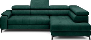 DomoHome Rohová rozkladacia pohovka voľne stojaca s funkciou spania a nastaviteľnými opierkami hlavy, Chaise Longue, pravá strana, 278 × 197 × 76/98 cm, plocha na spanie: 88 × 200 cm, látkový poťah v zelenej farbe