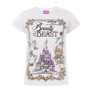 Beauty And The Beast - T-Shirt für Mädchen  kurzärmlig NS7247 (128) (Weiß)