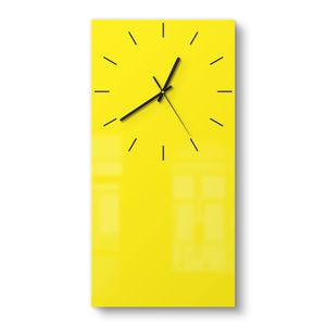 DEQORI Glasuhr 30x60 cm Modern 'Gelb' Wanduhr Glas Uhr Design leise Küchenuhr