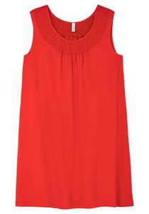 sheego Damen Große Größen Shirtkleid mit Smok-Einsatz Jerseykleid Strandmode feminin Rundhals-Ausschnitt Raffung unifarben
