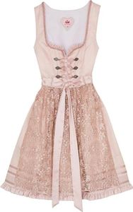 Betsy 2-teiliges Midi-Dirndl Kleid Dirndl Trachtenkleid kurz Rocklänge 55cm, Farbe:Creme, Größe:40/L