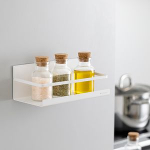 Navaris Kühlschrank Regal magnetisch - Hängeregal Gewürzregal Organizer - Küchenregal aus Metall - Ablage ohne Bohren in Weiß