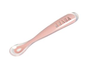 Beaba Ergonomischer Babyloeffel aus Silikon 1. Altersstufe - altrosa; 913464