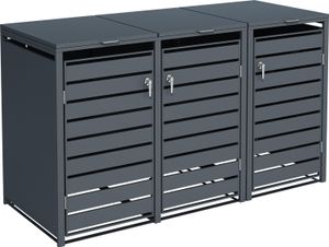 Mülltonnenbox Müllbox Mülltonnenverkleidung 3 Türen Box mit Deckel Anthrazit Mülltonnenbox Müllbox Mülltonnenverkleidung 3 Türen Box mit Deckel Anthrazit