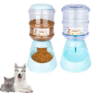 2X 3.8L Automatischer Feeder Futterautomat Haustiere Automatischer Futter Tränkesatz Futterautomat und Wasserspender für Hunde Katzen Haustiere Tiere (blau)