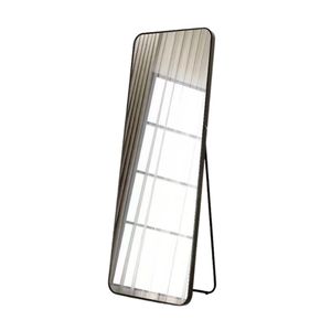 Buxibo – Ganzkörperspiegel im minimalistischen Design – Wandspiegel – rechteckiger Standspiegel mit Metallkante – Schwarz – 50 x 160 x 3 cm