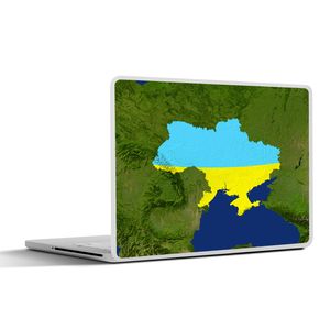 MuchoWow® Laptop Aufkleber Sticker Cover Satellitenbild der Ukraine mit der Flagge 30x21 cm - Sticker für Laptop - Selbstklebend