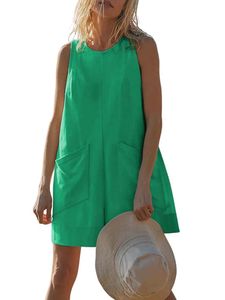 Damen Overalls Leinen Strampler Boho Long Hosen Lässige Feste Farbhose Sommer Jumpsuit Farbe:Grün,Größe L