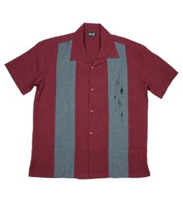 Steady Clothing Hemd Mid Century Marvel Burgunder Vintage Bowling Shirt Retro