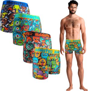 Neti pánské boxerky 4-pack vzorované modal bavlna MONSTER BM00076, XL