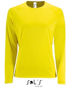 Damen Long-Sleeve Sports T-Shirt Sporty - Farbe: Neon Yellow - Größe: S