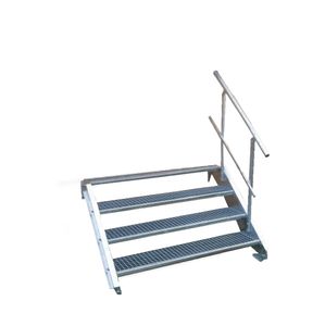 4 Stufen Stahltreppe einseitig. Geländer Breite 90 cm  Geschosshöhe 55-85cm