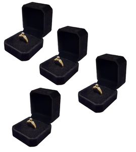 4er Set Ringetui für Verlobungsringe - Ring Etui Box für Ringe Ringschachtel für Verlobungsring Schmuckschachtel für Hochzeit - Geschenkbox Schmuckkästchen Trauringetui Schmucketui Schwarz