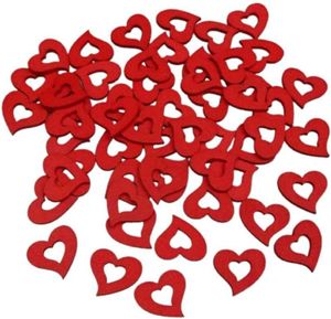 Streuherzen aus Holz – 144 Stück, ca. 2 cm Durchmesser – Natürliche Valentinstag-Deko für Hochzeit, Tischdeko, Basteln oder Geschenkverpackung – Rot