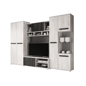 Obývací stěna TV stolek s nízkou deskou Viva (White Craft+Norská černá borovice)