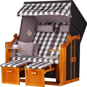 Strandkorb - bene living - Ostsee - karo/grau - PE schwarz