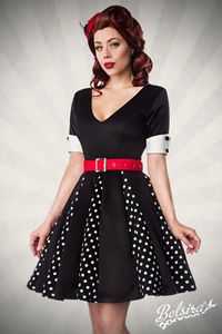 Vintage Retro Godet Kleid mit Gürtel in schwarz/weiß Größe 3XL = 46