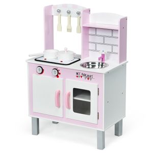 vidaXL Kinderküche Spielküche mit Licht und Soundeffekten Rosa Spielzeugküche 