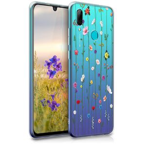 kwmobile Case kompatibel mit Huawei P Smart (2019) - Hülle Silikon transparent Wildblumen Ranke Mehrfarbig Transparent
