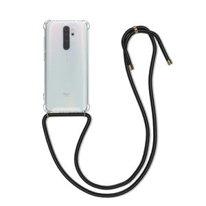 kwmobile Necklace Case kompatibel mit Xiaomi Redmi Note 8 Pro - Hülle Silikon mit Handykette - Band Handyhülle Schwarz Transparent