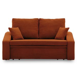 Sofa DORMA 148x86 - mit schlaffunktion - Farben zur Auswahl - komfortables Sofa - mit Bettkasten - Stoff POSO 039 Kupferfarbe