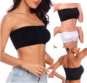 2er/set Damen Bustier Bandeau BHs Trägerlos Röhrenoberteile Push-up BH Sport-BHs Unterwäsche Größe XL Weiß+Schwarz BH Crop-Tops Stretch Wickelbustier