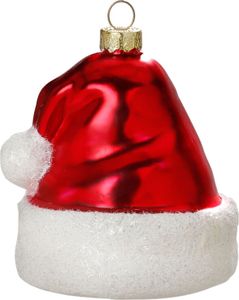Christbaumschmuck Glas Santas Weihnachtsmütze 8.5cm rot / weiß