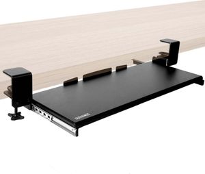 Duronic DKTPX1 Tastaturauszug | Tastaturschublade 68 cm breit 28 cm lang | Tastaturhalterung mit Klemmen | Mit Kabelführung | Tastaturablage für Keyboard und Maus | Erweiterung für Schreibtisch