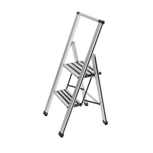 Wenko 601011100 Skladací rebrík "Aluminium", 2 stupne, strieborný