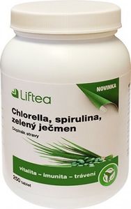 Chlorella, spirulina, zelený ječmen 250 tabletek