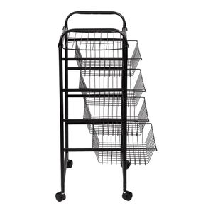 In And OutdoorMatch Küchenwagen Roelof - 87x41x31,5 cm - Schwarz - Für die Küche - Für den Schreibtisch - Metall - Kunststoff - Vielseitig