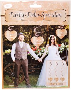 1  Party-Spirale Just Married Herz roségold Länge 17,5 cm breit Hochzeitsdekoration Pappe/ Folie