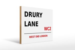 Holzschild London 40x30cm west end Drury Lane WC2