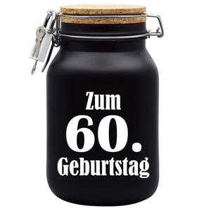Spardose Geld Geschenk Ideen 60. Geburtstag Schwarz Größe XL 2 Liter