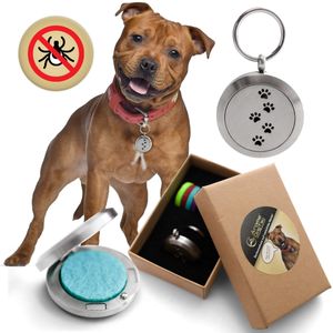 Hundemarke mit Zeckenschutz - Effektiver Schutz vor Zecken - einfache Anwendung mit 100% natürlichen Inhaltsstoffen - stylische Hundemarke in edler Geschenkbox 5 Pfoten
