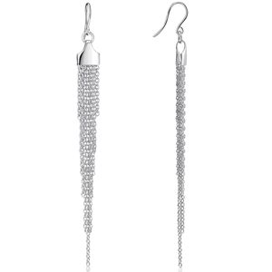 NEU Lange Ohrringe mit Stecker und Kristall Klar Transparent Silber 7,5 cm lang