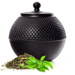 Bonvivre© Teedose aus emailliertem Gusseisen 750 ml - Teebehälter im asiatischen Stil - ideal für japanische Teezeremonien - Vorratsbehälter für losen Tee