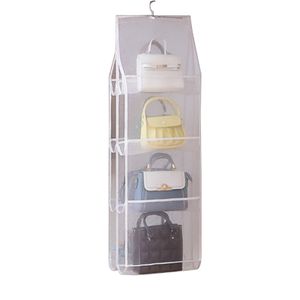 Staubdichtes Clear Hook Design Handtasche Organizer 6/8 Taschen Hanging Geldbeutel Handtasche Halter Haushaltsdarsteller-C