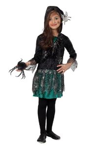 Halloween Kinder Kostüm Spinnen Mädchen Kapuzen Kleid Größe 104