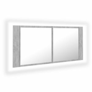 LED-Bad-Spiegelschrank Betongrau 100x12x45 cm Acryl