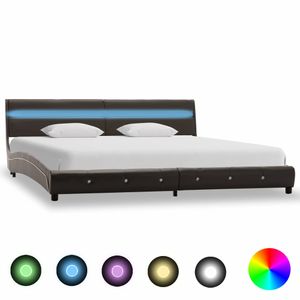 Klassische Bett Klassische Betten mit LED Grau Kunstleder 150x200 cm  HOMMIE3408123