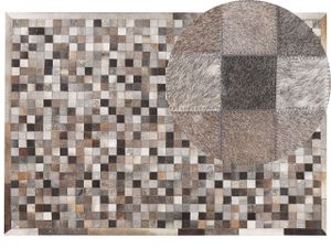 BELIANI Teppich Braun/Grau Kuhfell 160x230 cm Patchwork rechteckig Lederteppich für Wohnzimmer Schlafzimmer Flur Salon Esszimmer Deko Indoor