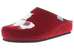 TOFEE Damen Hausschuhe Pantoffeln Pantoletten Slipper Naturwollfilz (Alpaka) rot/bordeauxrot, Größe:42, Farbe:Rot