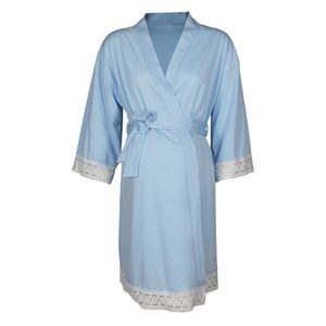 Damen Schwangere Frauen Stillen Stillen Robe Wickeln Schlafen Strickjacke Kleid,Farbe:Hellblau,Größe:M